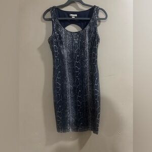 Boston Proper Blue and Gray Sequin Mini Dress